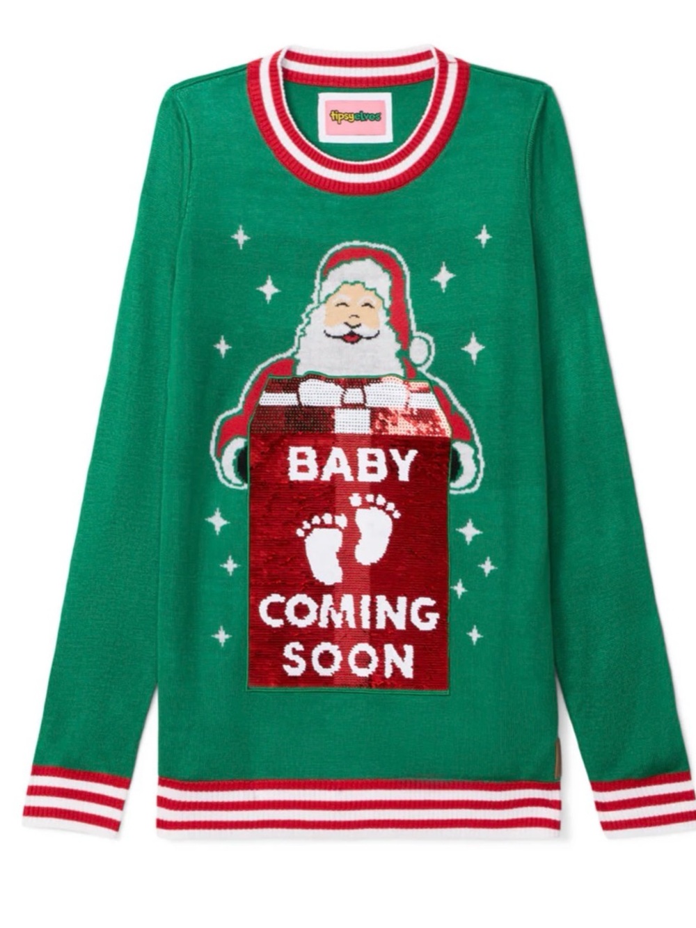 TIPSY ELVES BIG REVEAL REVERSIBLE SEQUIN MATERNITY CHRISTMAS SWEATER